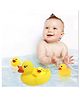 VGRASSP Baby Bathing Squeaky Rubber Duck Family Toy 4 Pcs set - 1 Parent Duck with Squeaky Sound and 3 Child ducks - Floating Toys, Lovely Soft Duck Family For Toddlers