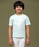 Tales & Stories Cotton Half Sleeves Saturn Records Printed Tee - Sky Blue