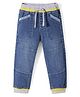 Babyhug Full Length Stretch Denim Joggers - Blue