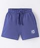 Doreme Single Jersey Knit Above Knee Length Shorts With Logo Print - Blue