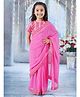 Little Bansi Half Sleeves Floral Printed Blouse With Coordinating Ready To Wear Saree - Pink