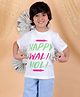 BownBee Holi Theme Half Sleeves Happy Wali Holi Text Printed Tee - White