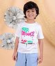 BownBee Holi Theme Half Sleeves Keep Distance Play Holi Text Printed Tee - White