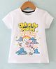 Doreme Single Jersey Half Sleeves Cat Print Top - White