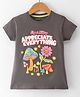 Doreme Single Jersey Half Sleeves Mushroom Print Top - Grey