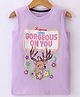 Doreme Single Jersey Sleeveless Deer & Floral Print Top - Purple