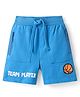 Babyhug Cotton Looper Knit Shorts with Basketball Patch & Text Print - Blue