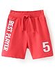 Babyhug Cotton Looper  Knit Shorts with Text Print - Red