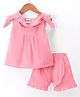 Pepito Sleeveless Top and Frill Border Shorts set Bow Applique - Pink
