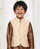 KID1  Sleeveless Banarasi Jacquard Paisley Motif Embroidered Nehru Jacket - Cream