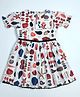 Bella Moda Half Puff Sleeves Shells Printed Fit & Flare Dress - White
