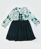 Bella Moda Full Sleeves Tree Printed & Bow Applique Tiered  Dress - Green