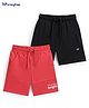 Honeyhap Premium 100% Cotton Shorts with Bio Finish Text Print Pack of 2 - Scarlet Red & Black