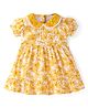 Babyhug Rayon Woven Half Sleeves Floral Printed & Peter Pan Collared Neck Frock  - Yellow