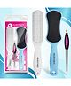 Majestique Set of 2 Foot Scrubbers and Nail Filer with Cuticle Remover, Long Lasting Foot Filer Set - 3Pcs Multicolor