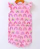 ToffyHouse 100% Cotton Knit Frill  Sleeves Jumpsuit with Rainbow Print - Pink