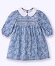 Beebay Full Sleeves Floral Printed Fit & Flared Dress - Blue