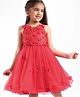 Mark & Mia Woven Sleeveless Knee Length Partywear Frock with Floral Applique - Red