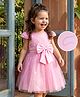 Mark & Mia Cap Sleeves Knee Length Partywear Frock with Sequin Detailing & Bow - Pink