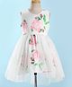 Mark & Mia Sleeveless Partywear Frock With Floral Print - White & Pink