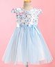 Mark & Mia Cap Sleeves Partywear Frock With Floral Print - Blue