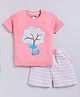 CUTOPIES Cotton Half Sleeves Fox Printed Tee & Shorts Set - Fanta Pink