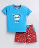 CUTOPIES Cotton Half Sleeves Always Awesome Printed Tee & Shorts Set - Blue