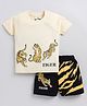 CUTOPIES Cotton Half Sleeves Tiger Printed Tee & Shorts Set - Butter