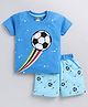 CUTOPIES Cotton Half Sleeves Football Printed Tee & Shorts Set - Ink Blue