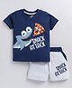 CUTOPIES Cotton Half Sleeves Shark Printed Tee & Shorts Set - Ink Blue