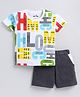 CUTOPIES Cotton Half Sleeves Alphabet Printed Tee & Shorts Set - Off White