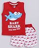 CUTOPIES Cotton Sleeveless Shark Printed Tee & Shorts Set - Red