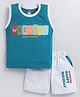CUTOPIES Cotton Sleeveless Weekend Text Printed Tee & Shorts Set - Peacock Blue