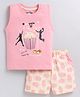 CUTOPIES Cotton Sleeveless Popcorn Printed Tee & Shorts Set - Rose Pink