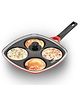 Hawkins 30 cm Die-Cast Multi Snack Pan with Glass Lid Nonstick Mini Uttapam Tawa Pancake - Red