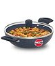 Hawkins Ceramic Nonstick 2.5 Litre Deep Kadhai Induction Deep Fry Pan with Glass Lid Granite Kadai - Black