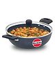 Hawkins Ceramic Nonstick 3.5 Litre Deep Kadhai Induction Deep Fry Pan with Glass Lid Granite Kadai - Black