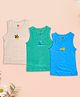 Ooka Baby Soft Cotton Jersey Pack of 3 Sleeveless Hedgehog & Animals Printed Vests - Blue Green & Beige