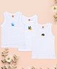 Ooka Baby Soft Cotton Jersey Pack of 3 Sleeveless Hedgehog & Fox Printed Vests - White