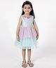 A Little Fable Sleeveless Floral Applique Layered Dress - Blue
