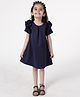A Little Fable Half Sleeves Solid Dress - Navy Blue