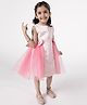 A Little Fable Sleeveless Swiss Dots Embroidered Bow Applique Tulle Dress - Pink