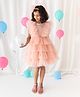 A Little Fable Sleeveless Frill Detailed Beads Embellished Dress - Peach