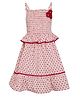 A Little Fable Sleeveless Floral Applique Smocked Detailed Polka Dots Printed Tiered Dress - Red And White