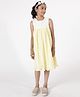 A Little Fable Sleeveless Lace Embellished Accordion Pleated Flared Dress - Yellow