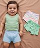 Babyhug 100% Cotton Knit Trunk Stripes & Palm Tree Print Pack of 3 - Blue Green & Peach