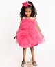 A Little Fable Sleeveless Floral Applique & Ruffle Detailed Dress - Pink