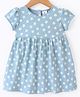 Ollypop Sinker Knit Half Sleeves Frock Floral Print- Blue