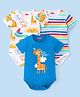 Babyhug 100% Cotton Knit Half Sleeves Onesies Animal Print Pack of 3- Multicolor