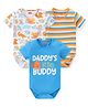 Babyhug 100% Cotton Knit Half Sleeves Onesies With Animals & Text Print Pack Of 3 - Blue White & Orange